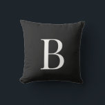 Coussin Monogramme blanc simple noir<br><div class="desc">Monogramme blanc arrière - plan noir Coussin extérieur.</div>