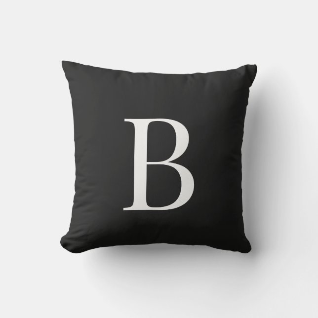 Coussin Monogramme blanc simple noir (Recto)