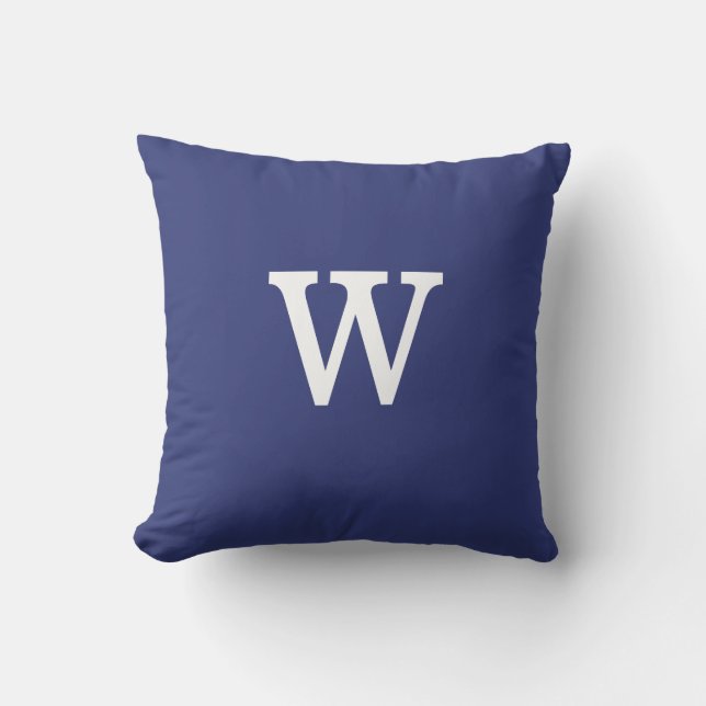 Coussin Monogramme bleu de la marine nautique avec des ray (Recto)