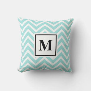 Coussin Monogramme bleu et blanc