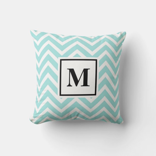 Coussin Monogramme bleu et blanc (Recto)