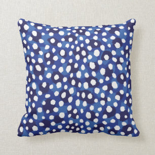 Coussin Monogramme bleu et blanc chic d'impression de