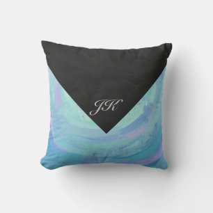 Coussin Monogramme bleu glacier