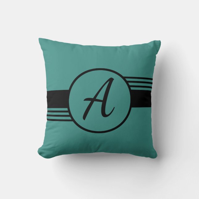 Coussin Monogramme bleu tendance minimum initial (Recto)