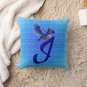 Coussin Monogramme Bluebird Initial I