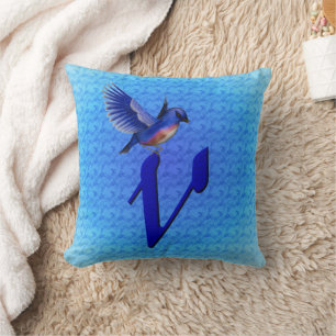 Coussin Monogramme Bluebird Initiale V