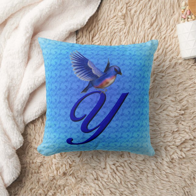 Coussin Monogramme Bluebird Initiale Y (Couverture)
