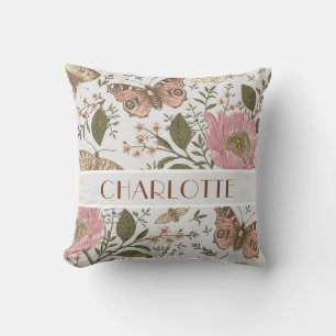 Coussin Monogramme botanique Fleur sauvage moderne et tend