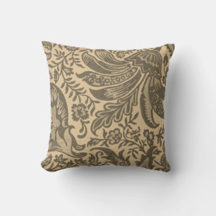Coussin Monogramme botanique moderne sépia marron