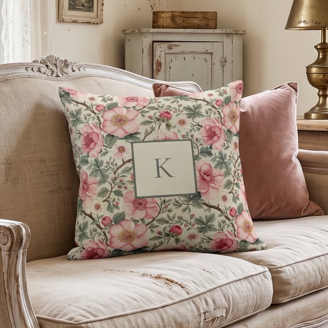 Coussin Monogramme Botanique Vintage (Créateur téléchargé)