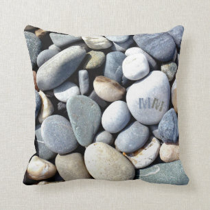 Coussin Monogramme branché Pierres naturelles de galets p