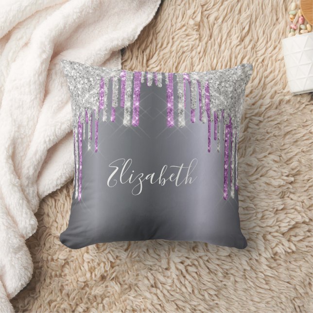 Coussin Monogramme brillant violet parties scintillant arg (Couverture)