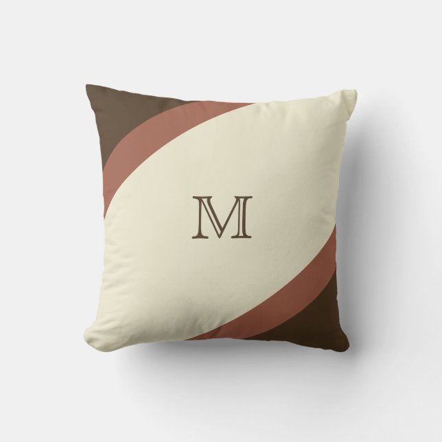Coussin Monogramme Brown simple et rayé bronzé (Recto)