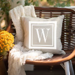 Coussin Monogramme Carré classique beige clair et blanc<br><div class="desc">Concevez votre propre oreiller à projeter sur mesure dans n'importe quelle combinaison de couleurs pour parfaitement coordonner avec votre décor maison dans n'importe quel espace! Utilisez les outils de conception pour modifier la couleur arrière - plan et la couleur de bordure carré, ou ajoutez votre propre texte pour inclure un...</div>