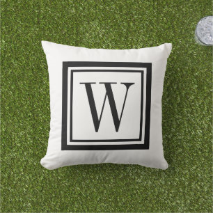 Coussin Monogramme Carré classique noir et blanc