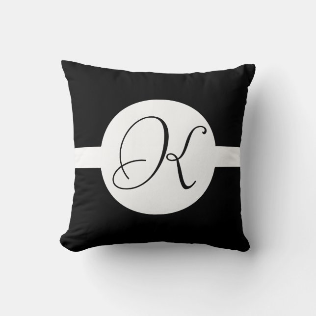 Coussin Monogramme Cercle noir et blanc (Recto)
