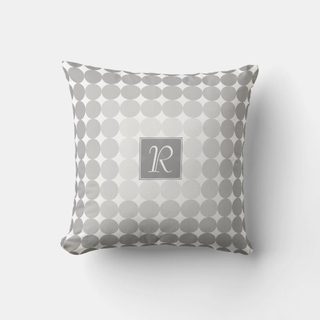 Coussin Monogramme Cercles Gris Moderne (Recto)