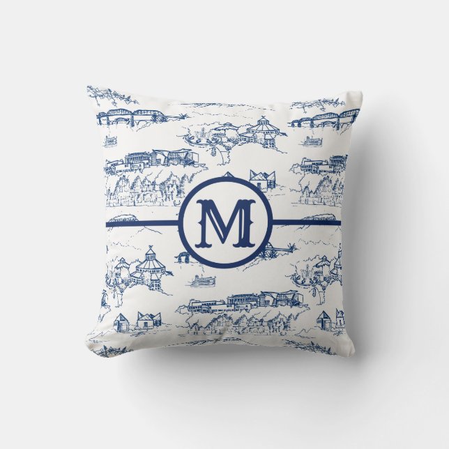 Coussin Monogramme Chattanooga bleu (Recto)
