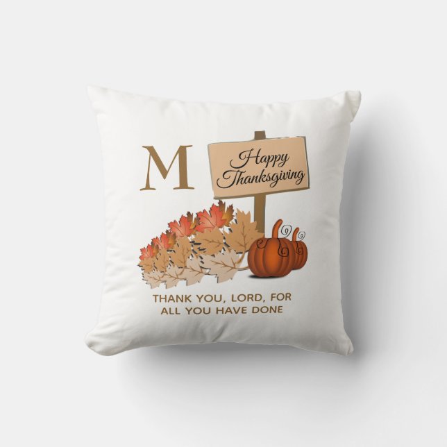Coussin MONOGRAMME chrétien de THANKSGIVING (Recto)