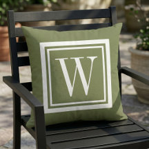 Monogramme Classique Carré Vert Olive et Blanc