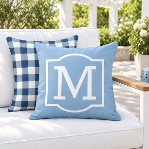 Coussin Monogramme Classique Ciel Bleu Blanc Crochet