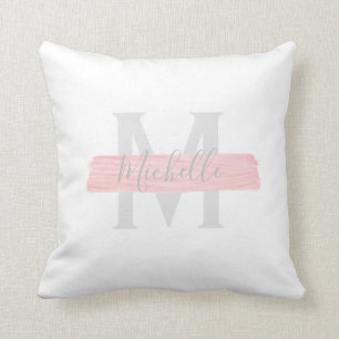 Coussin Monogramme classique de peinture dorée Rose moder