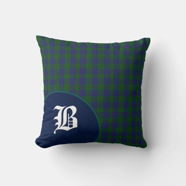 Coussin Monogramme classique de plaid de tartan de Barclay (Recto)