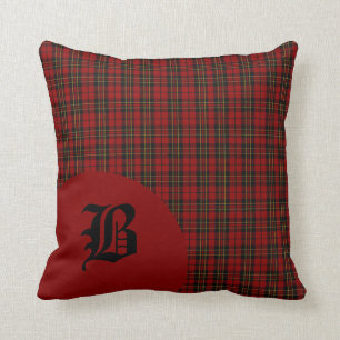 Coussin Monogramme classique de plaid de tartan de clan de