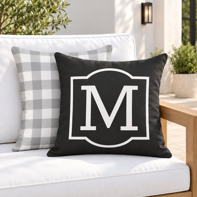 Coussin Monogramme Classique entre parenthèses Noir et Bla (Créateur téléchargé)