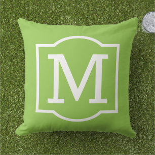 Coussin Monogramme Classique entre parenthèses Vert Lime e
