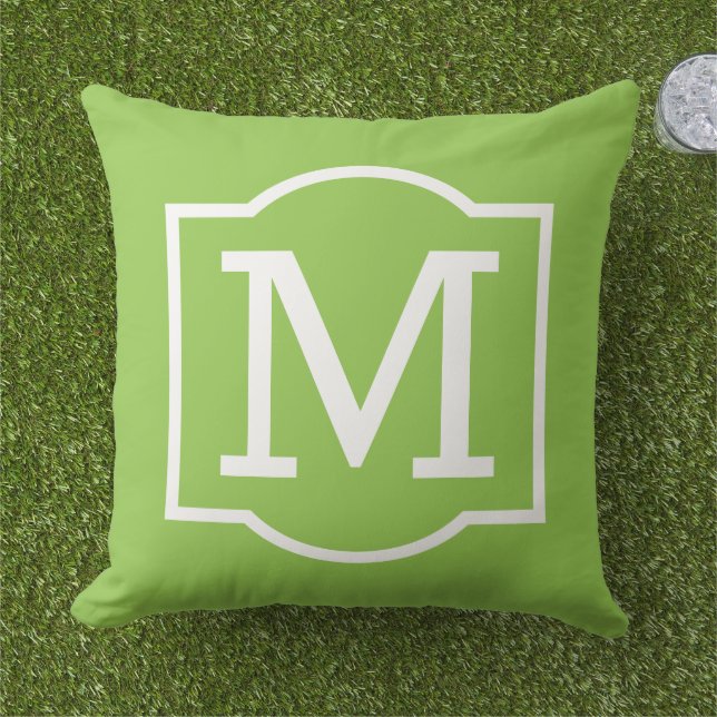 Coussin Monogramme Classique entre parenthèses Vert Lime e (Herbe)