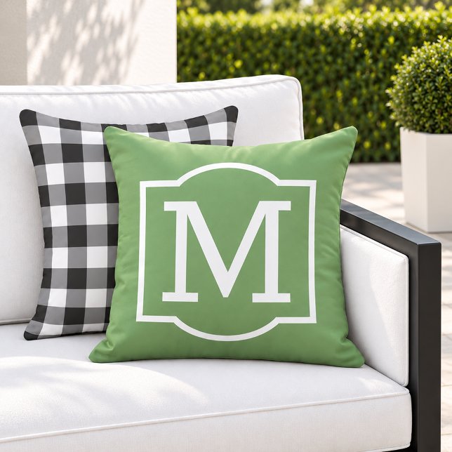 Coussin Monogramme Classique entrecrochets Vert et Blanc (Créateur téléchargé)