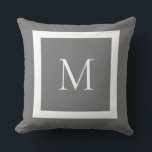 Coussin Monogramme classique gris<br><div class="desc">Un monogramme traditionnel avec la couleur et la bordure de l'arrière - plan modifiable; édité à partir de ma version originale avec le carré s'est déplacé légèrement pour rendre compte de l'écrasement du coussin sur le fond et plus d'espace autour de l'extérieur.</div>