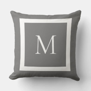 Coussin Monogramme classique gris