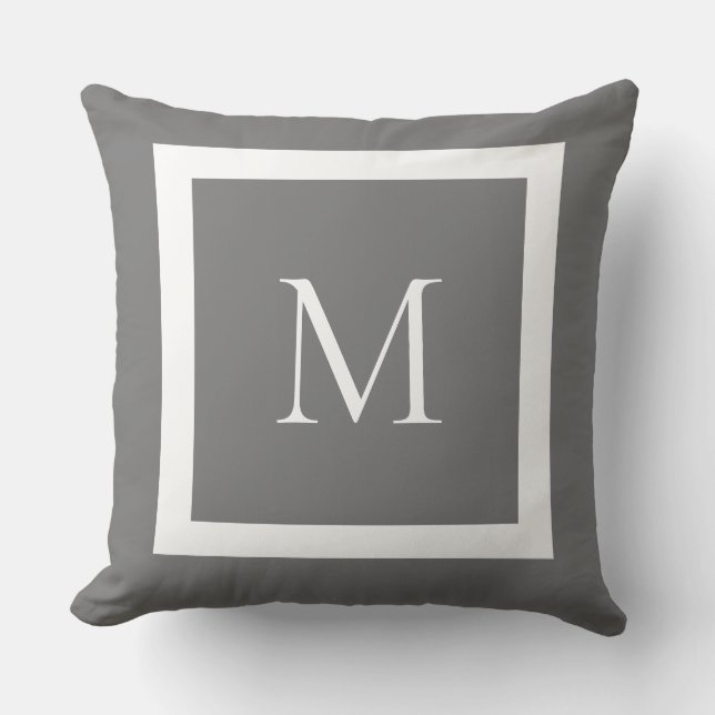 Coussin Monogramme classique gris (Recto)
