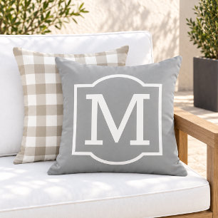 Coussin Monogramme classique gris blanc entre parenthèses