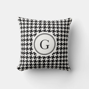 Coussin Monogramme classique noir et blanc de socle