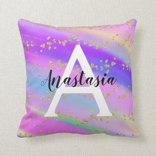 Coussin Monogramme coloré de la Parties scintillant d'or 