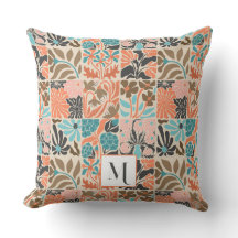 Monogramme coloré mignon Retro tendance motif flor