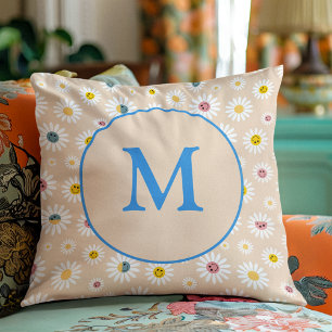 Coussin Monogramme coloré Souriant Faisée personnalisée
