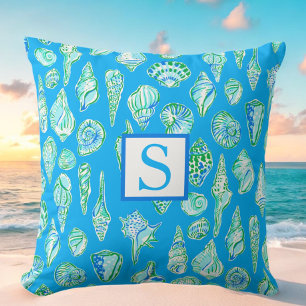 Coussin Monogramme coquillage élégant / Maison de bord de