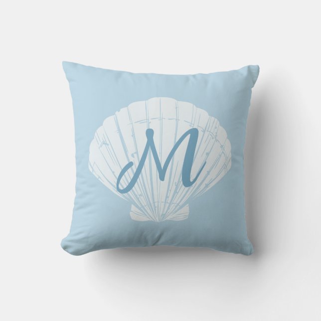 Coussin Monogramme côtier de Seashell Beach (Recto)