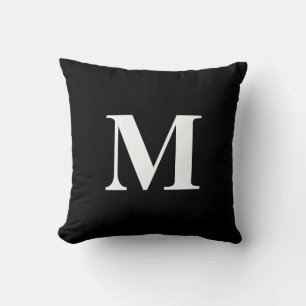 Coussin Monogramme couleur noir et blanc modifiable