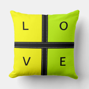 Coussin Monogramme couleur uni jaune et citron vert