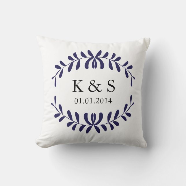 Coussin Monogramme Couples| Navy Blue (Recto)
