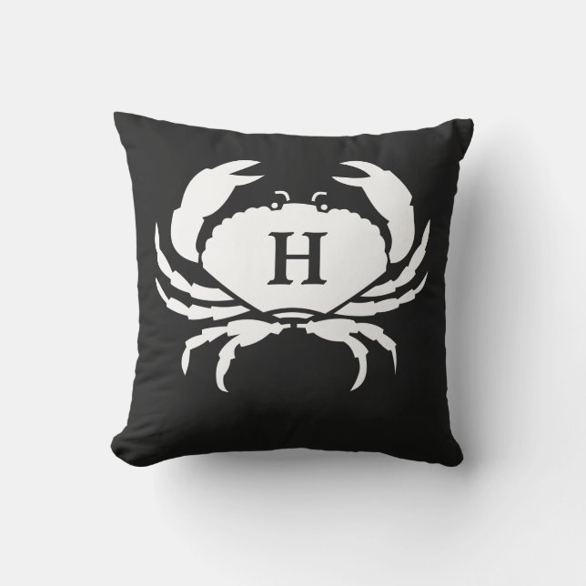 Coussin Monogramme Crabe noir et blanc (Recto)