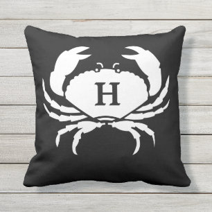 Coussin Monogramme Crabe noir et blanc