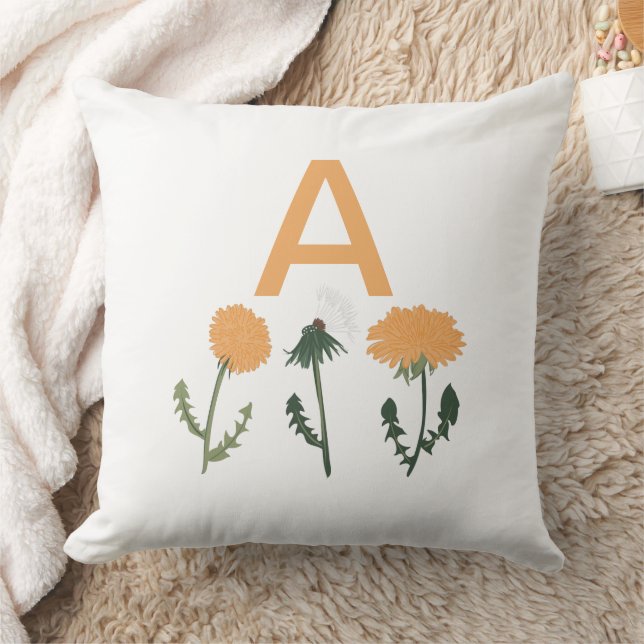 Coussin Monogramme Dandelion Orange Floral (Couverture)