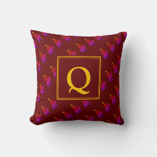 Coussin MONOGRAMME D'ARBRE DE Noël Moderne BURGUNDY