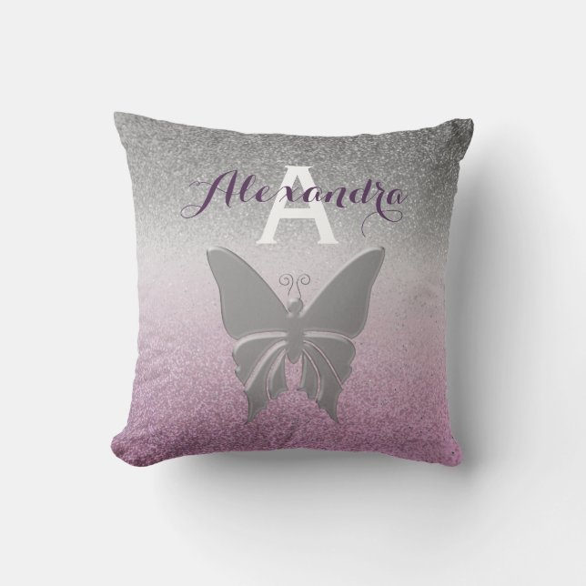 Coussin Monogramme d'argent et de violet (Recto)